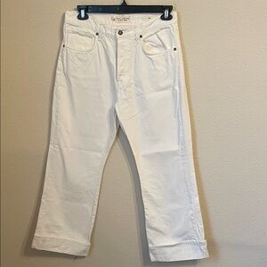 Nili Lotan made in USA White Denim . Wide leg cuffed